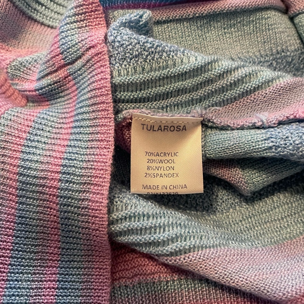 Tularose Kinsley Striped V-Neck Sweater Pink Blue - Picture 8 of 15